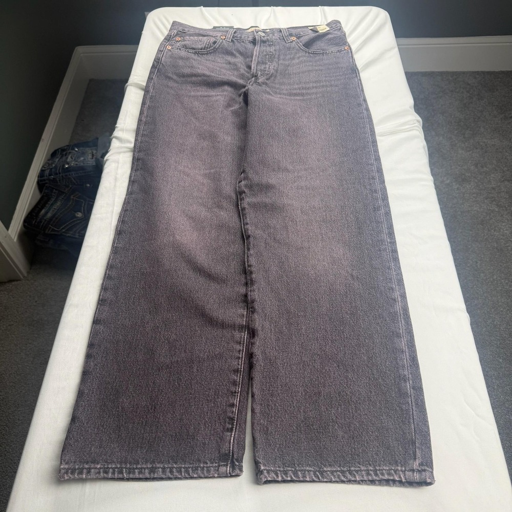 Levis Ribcage Straight Ankle Jeans Womens 30x29 Gray Charcoal High Rise Slim